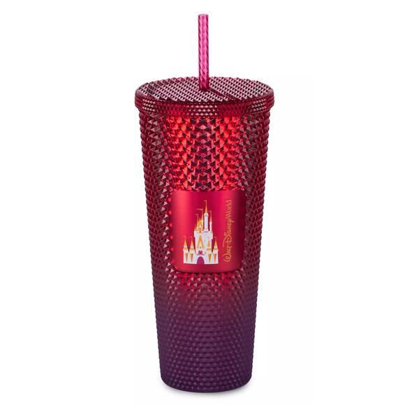 Disney World Parks Limited Edition Starbucks Red Geometric Tumbler w/Straw NEW - Picture 2 of 9